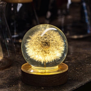 Dandelion Epoxy Night Light, Real Flower Resin Lamp, Epoxy Flower Resin Night Light, Epoxy Handmade Resin Lamp, Birthday Gift