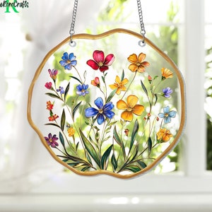 Wildflower Acrylic Window Hanging , Flower Lover Gifts, Wildflower Acrylic Window Decor, Indoor Decor Suncatcher, Florist Gift