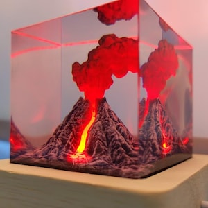 Volcano resin night lights-Volcano Erupting resin lamp-3D resin LED home decor-nuke lamp fallout-Storm Cloud Lamp-Environmental friendly