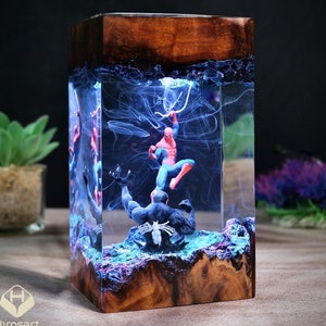 Personalized Super Hero Night light Custom Hero Resin Lamp figure Terrarium Personalized Night Light Bedroom lamp diorama resin epoxy