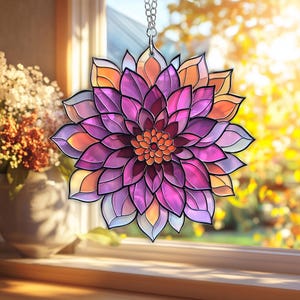 Beautiful Dahlia Acrylic Suncatcher – Stunning Flower Window Hanging Decor for Mother's Day Gift