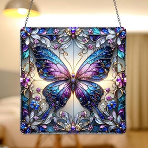 ACRYLIC Butterfly Window Hanging Decor, Blue Purple Butterfly Decor, Colorful Butterfly Acrylic Hangings, Home Decor, NOT GLASS